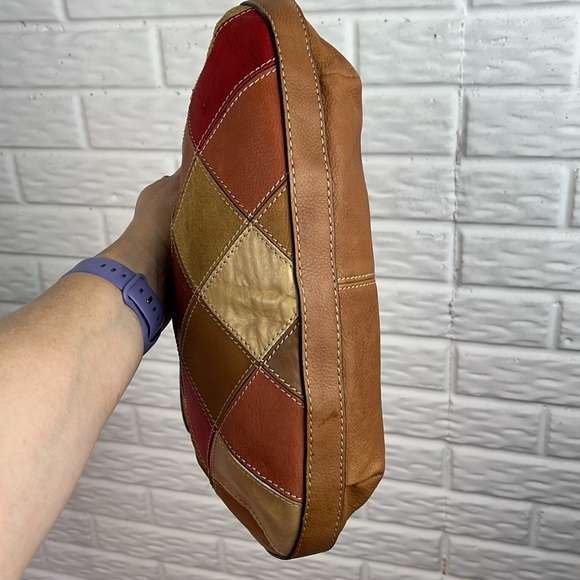 FOSSIL 1954 PATCHWORK GENUINE LEATHER HOBO SHOULDER BAG WOVEN STRAP - Picture 8 of 16